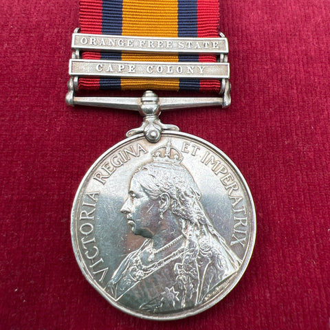 Queen's South Africa Medal, 2 bars, to 8953 Private John Cussack, 32 Imperial Yeomanry, with 6 pages of history, Lancashire Hussars discharged 1902