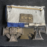 Imperial Germany/ Nazi Germany, group of 3; Iron Cross (WW1), Cross of Honour 1914-18 & Faithful Service Cross (Nazi) with tailor label 'E.C.K. Frankfurt' on reverse