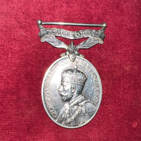 Efficiency Medal, Territorial bar, King George V 2nd type robed head, to 1002222 A. Dolman, Royal Artillery