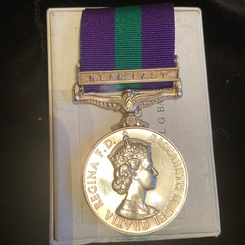 General Service Medal, Near East bar, to 2296130 Lance Corporal G. Batey, Royal Engineers