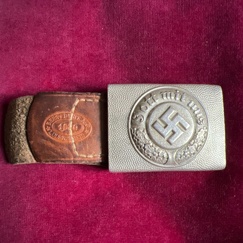 Nazi Germany, police belt buckle, with maker tag, dated 1939, complete