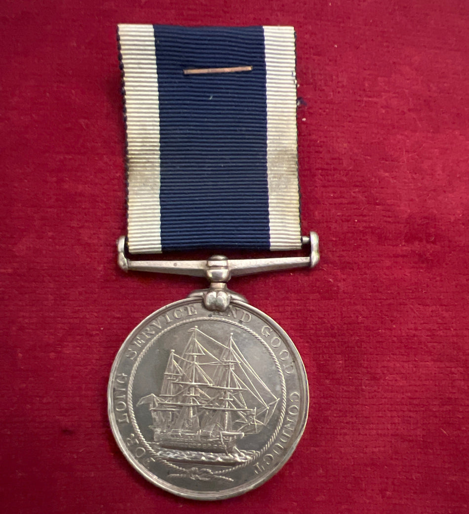 Naval Long Service & Good Conduct Medal, Victorian issue, impressed naming to A. E. Page, Acting Chief Petty Officer, H.M.S. Defiance