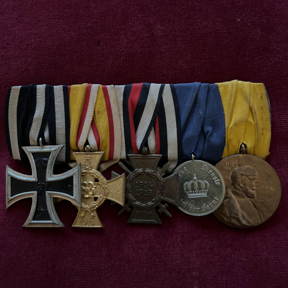 Germany, group of 5, WWI Iron Cross, Lipper State Cross, Cross of Honour, Prussian 9 Years Long Service Medal & Kaiser 100 Years Anniversary Medal 1797-1897