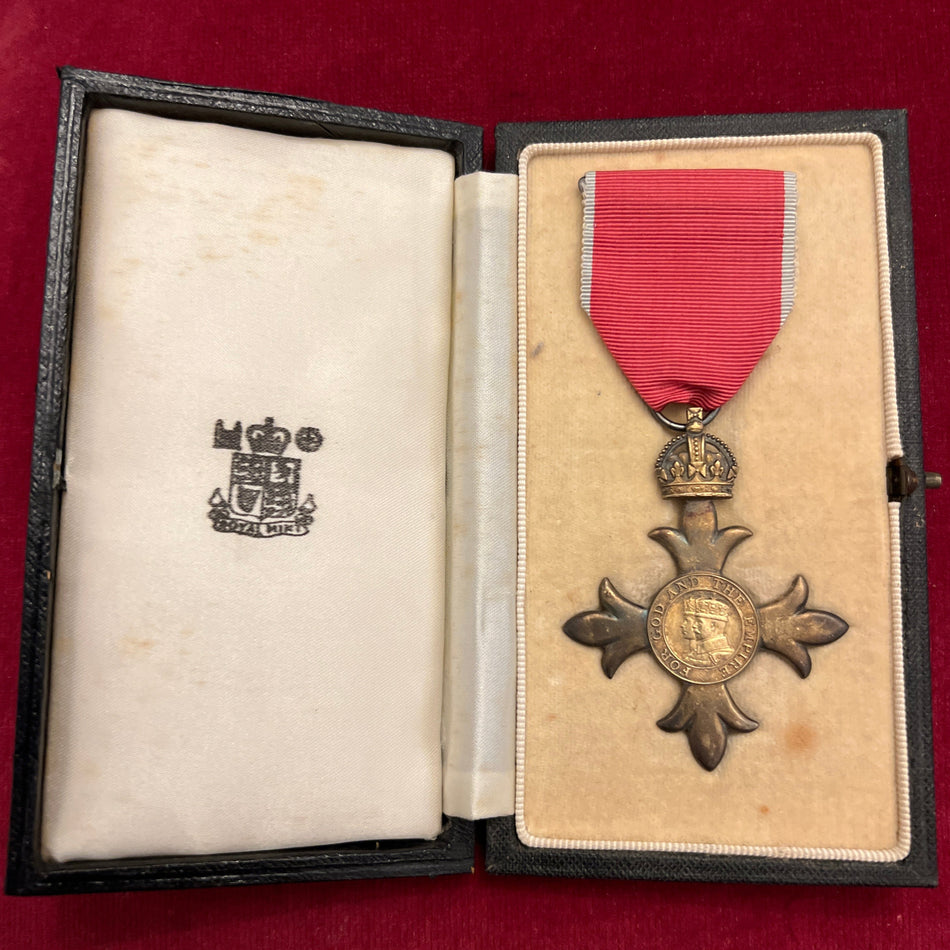 OBE, second type, civil ribbon, in original case, c.1950s-60, some wear