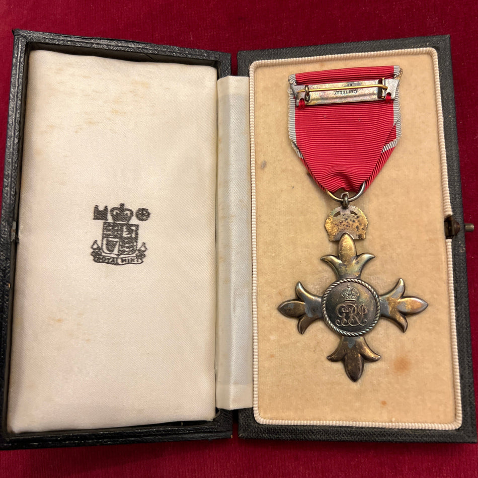 OBE, second type, civil ribbon, in original case, c.1950s-60, some wear