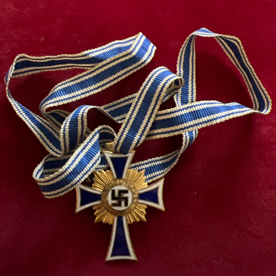 Nazi Germany, Mother's Cross, 1938-45, gold grade, with original full neck ribbon