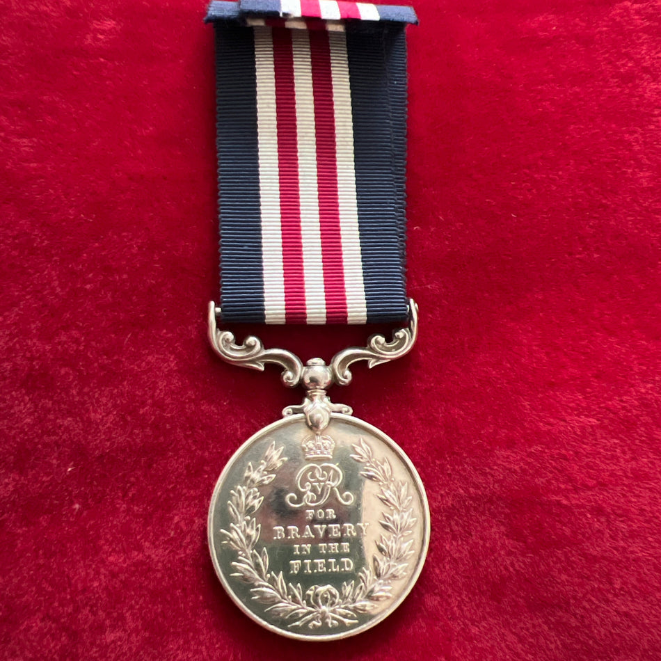 Military Medal to 326279 Sergeant George Cowan, 110 Siege Battery, Royal Garrison Artillery, 27 Brigade, for action during the German Spring Offensive in April 1918, London Gazette 29th August 1918, with full history