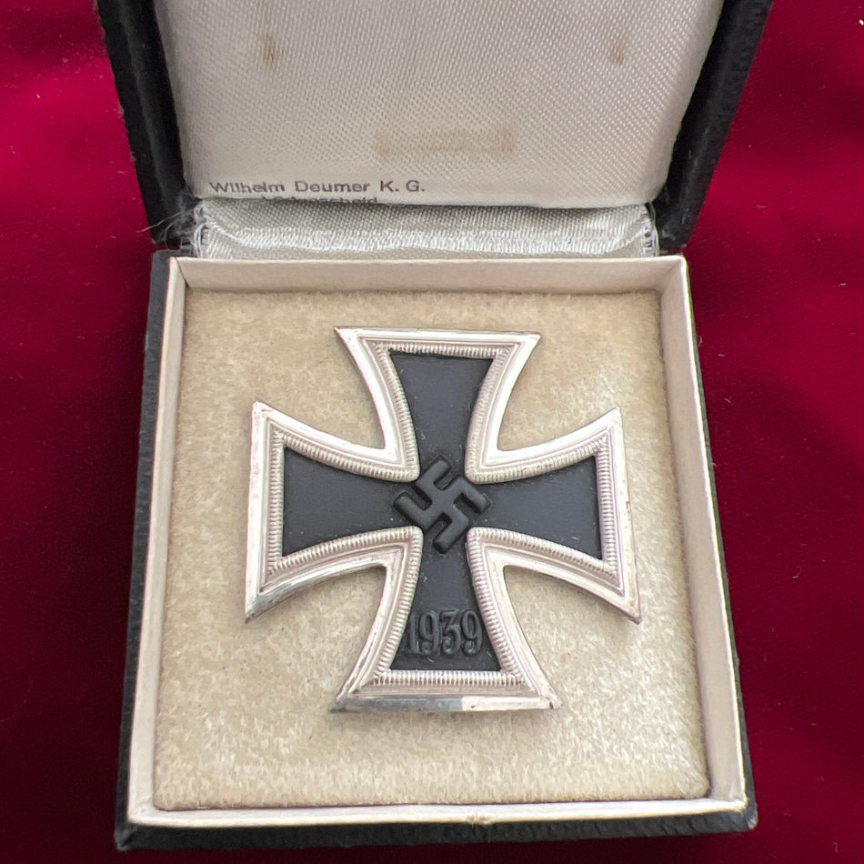 Nazi Germany, Iron Cross, 1st class, maker marked L/11, in original case, this named to Willhelm Demers K.G. Ludenscheld