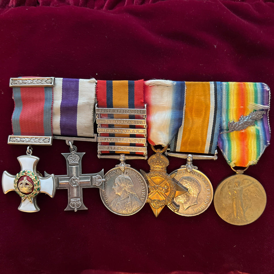 D.S.O/ M.C. group to Lt. Col. Noel Clive Phillips, 1st Bn., Loyal North Lancashire Regt., joined 1901, resigned 1904, joined BOMBAY Burma Trading Company (Rangoon), recommissioned 1915, served with great gallantry at the Battle of Loos, see description