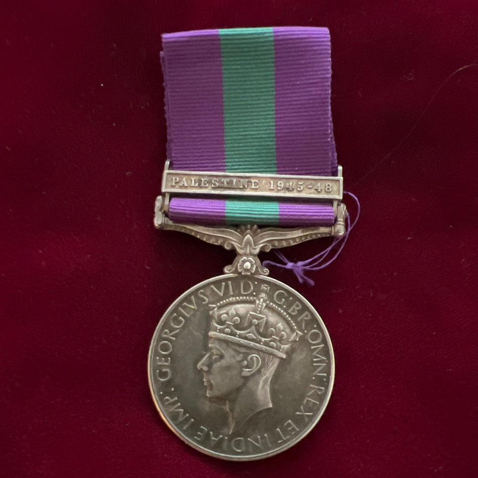 General Service Medal, Palestine 1945-48 bar, to 2993569 Private A. Bidggstaff, Argyll and Sutherland Highlanders
