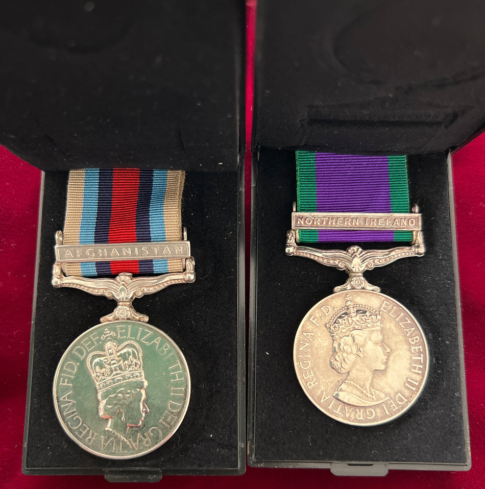 Afghanistan/ Northern Ireland pair to 25155418 Private A. J. Carlson, Green Howards Regiment, scarce unit, both medals in original boxes