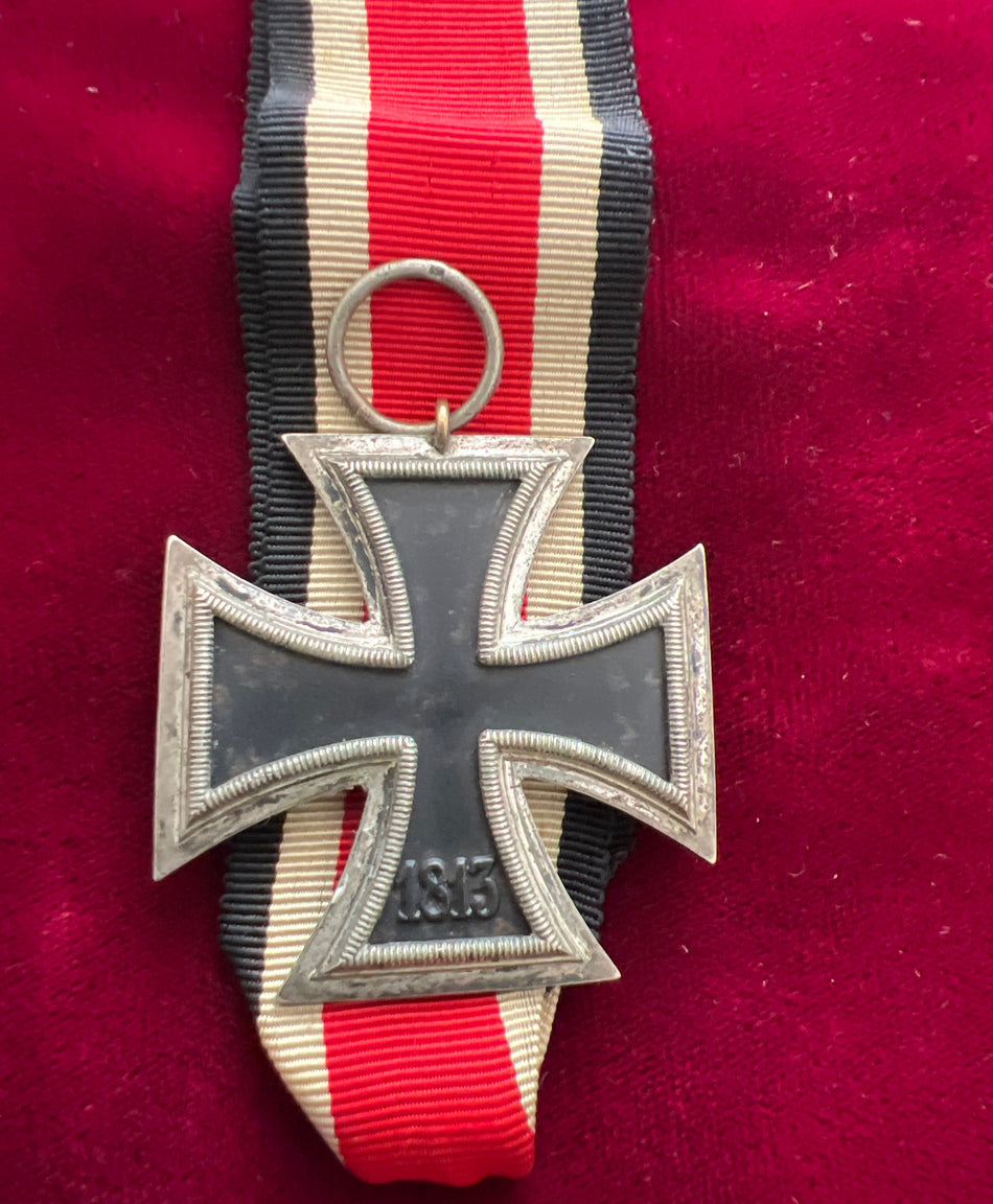 Nazi Germany, Iron Cross 1939-45, maker marked number 4, with original piece of long ribbon