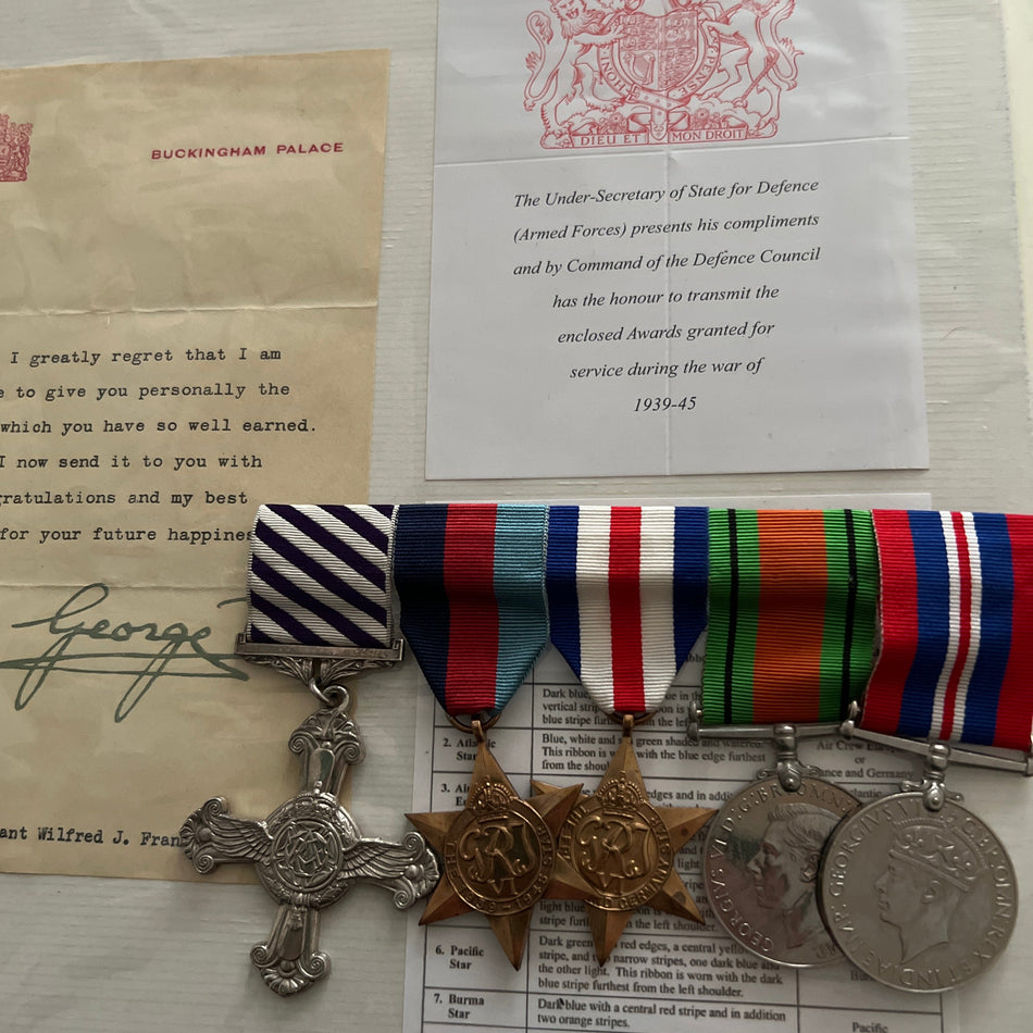 DFC group to Flying Officer Jack Wilfred Franks, 619 Squadron, RAF, qualified as a pilot 1943 (USA), from 1941 he was piloting a Vultee BT-13, returned to U.K., training a pupil and plane crashed, many ops. over Germany (see list), photos & news cuttings