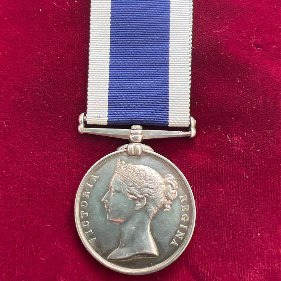 Victorian Navy Long Service & Good Conduct Medal named to James H. Lucas, Ship's Corporal, HMS St Vincent, name engraved, medal in mint condition