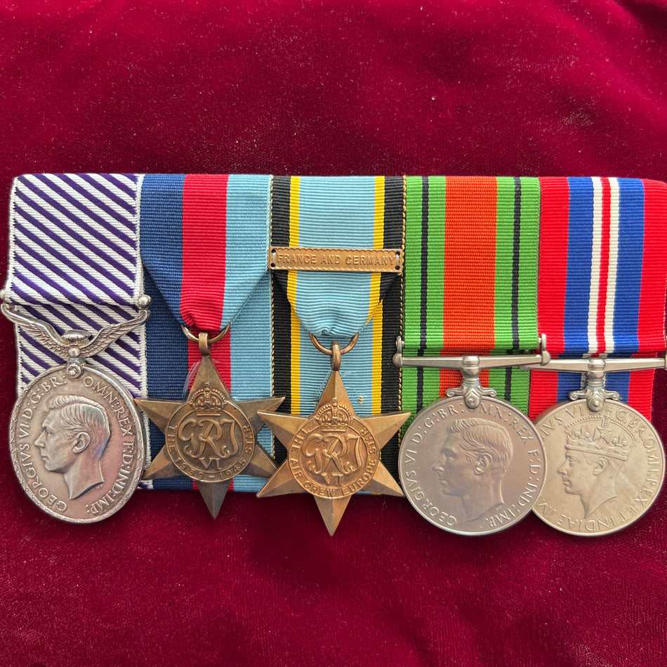 Distinguished Flying Medal group of 5 to 1437778 Flight Sergeant Edward Sutton, air gunner on Whitley Bombers 77 Squadron, 32 sorties on attacking enemy targets over Germany, see citation