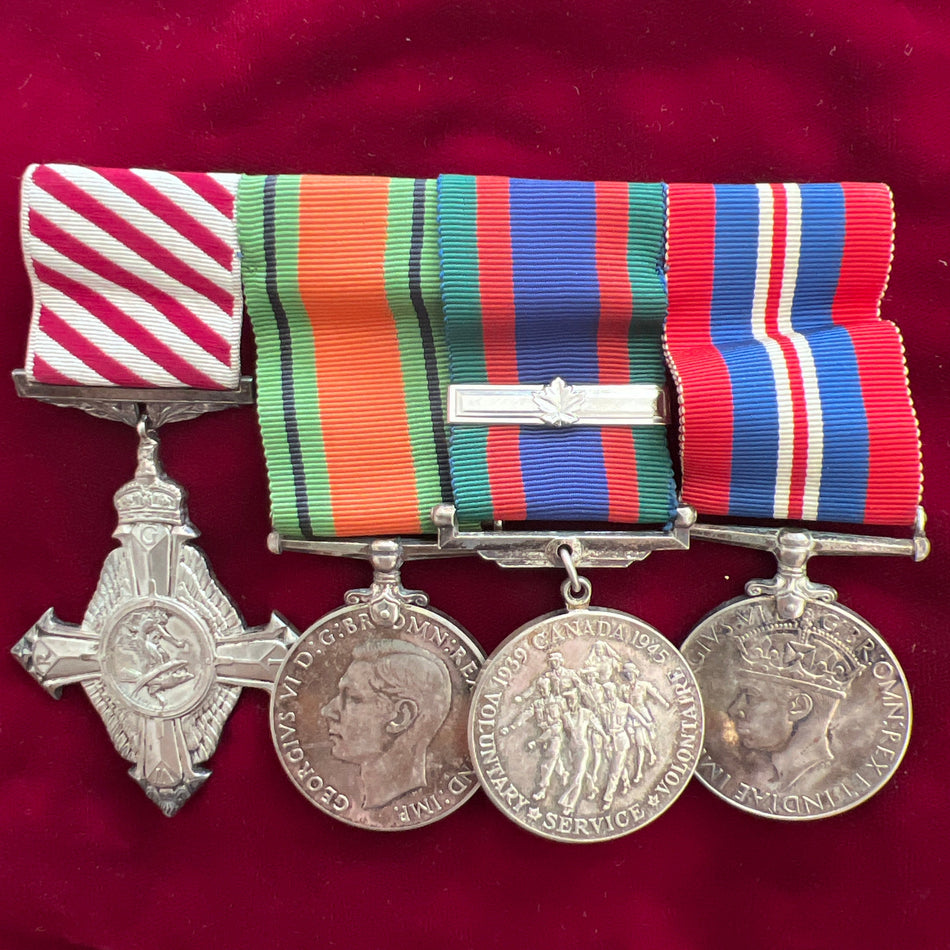 Air Force Cross group of 4, unatributed, awarded to a Canadian pilot, AFC dated 1946, with Defence Medal in silver, Canadian Voluntary Service Medal with bar & War Medal 1939-45 in silver