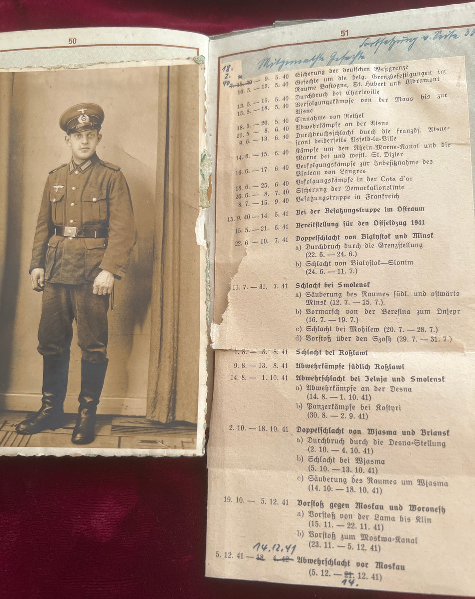 Nazi Germany, Wehrpass to Heinz Tlilgudorfv, he served on the Russian Front 1941, with service history