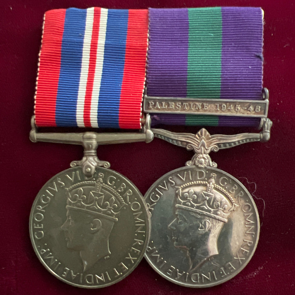 War Medal 1939-45/ General Service Medal, Palestine 1945-48 bar pair, to 4400 B.Const. R. Robertson, Palestine Police