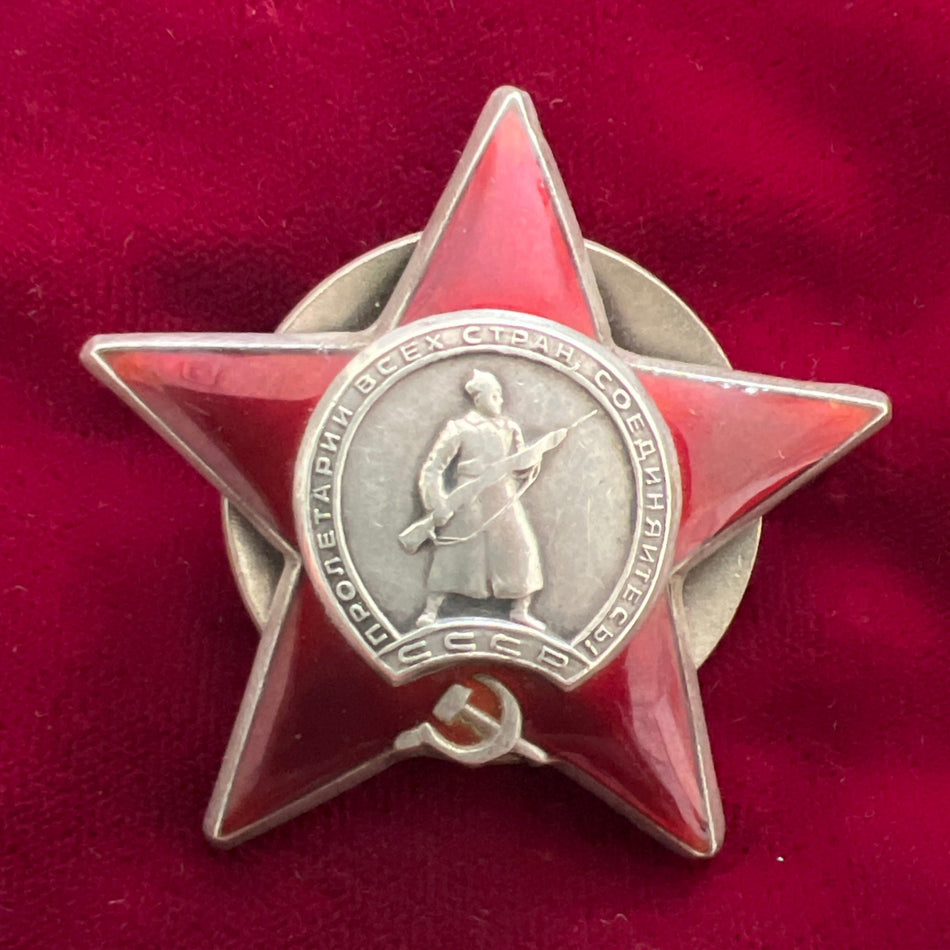 USSR, Order of the Red Star to Colonel of the Medical Service Khomutov Yakov Andreyevich, awarded the Red Star 9th June 1945, service since 1941, he was professionally trained as a surgeon, he personally treated wounded pilots, see history