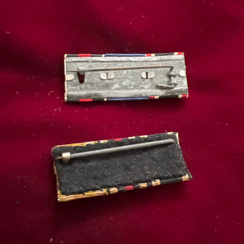 Imperial/ Nazi Germany, 2 ribbon bars, 1st: War Merit Cross with swords, Armed Forces Luftwaffe & Entry Into Czechoslovakia with Prague bar, 2nd: Iron Cross 1914-18, Cross of Honour 1914-18 with swords & West Wall Medal