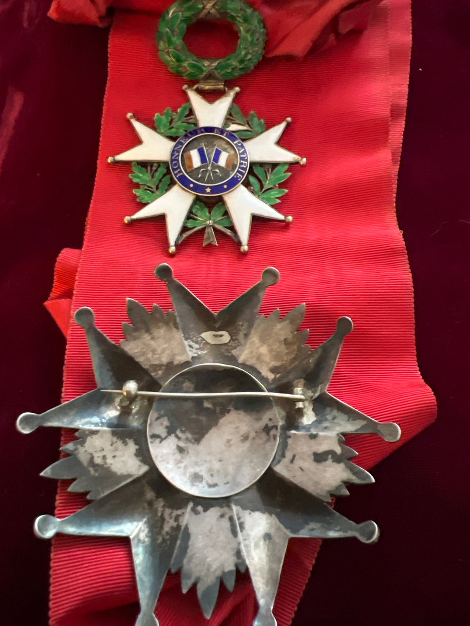 France, Legion of Honour, Grand Cross sash badge, with full sash, small chip to reverse, this scarce with star, WWI period