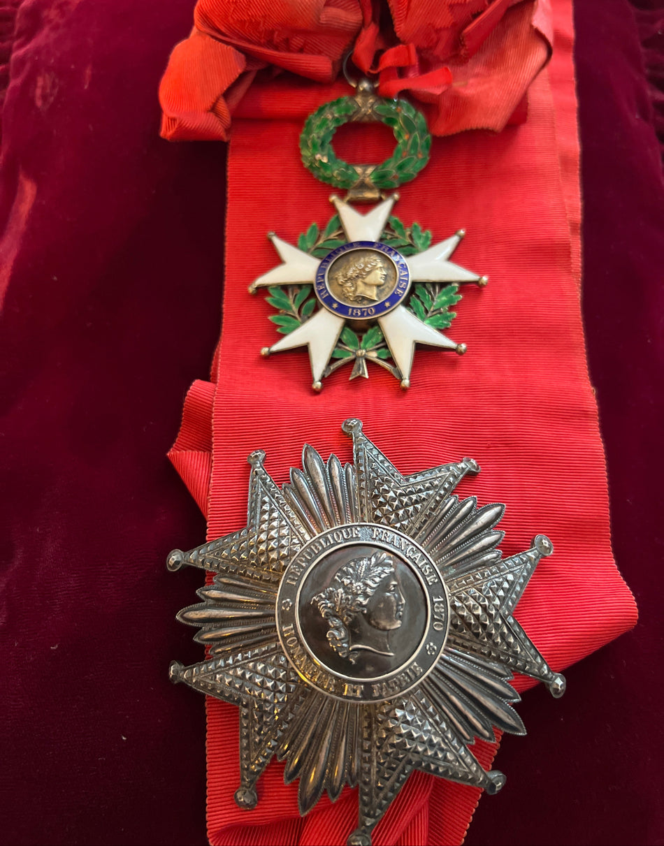France, Legion of Honour, Grand Cross sash badge, with full sash, small chip to reverse, this scarce with star, WWI period