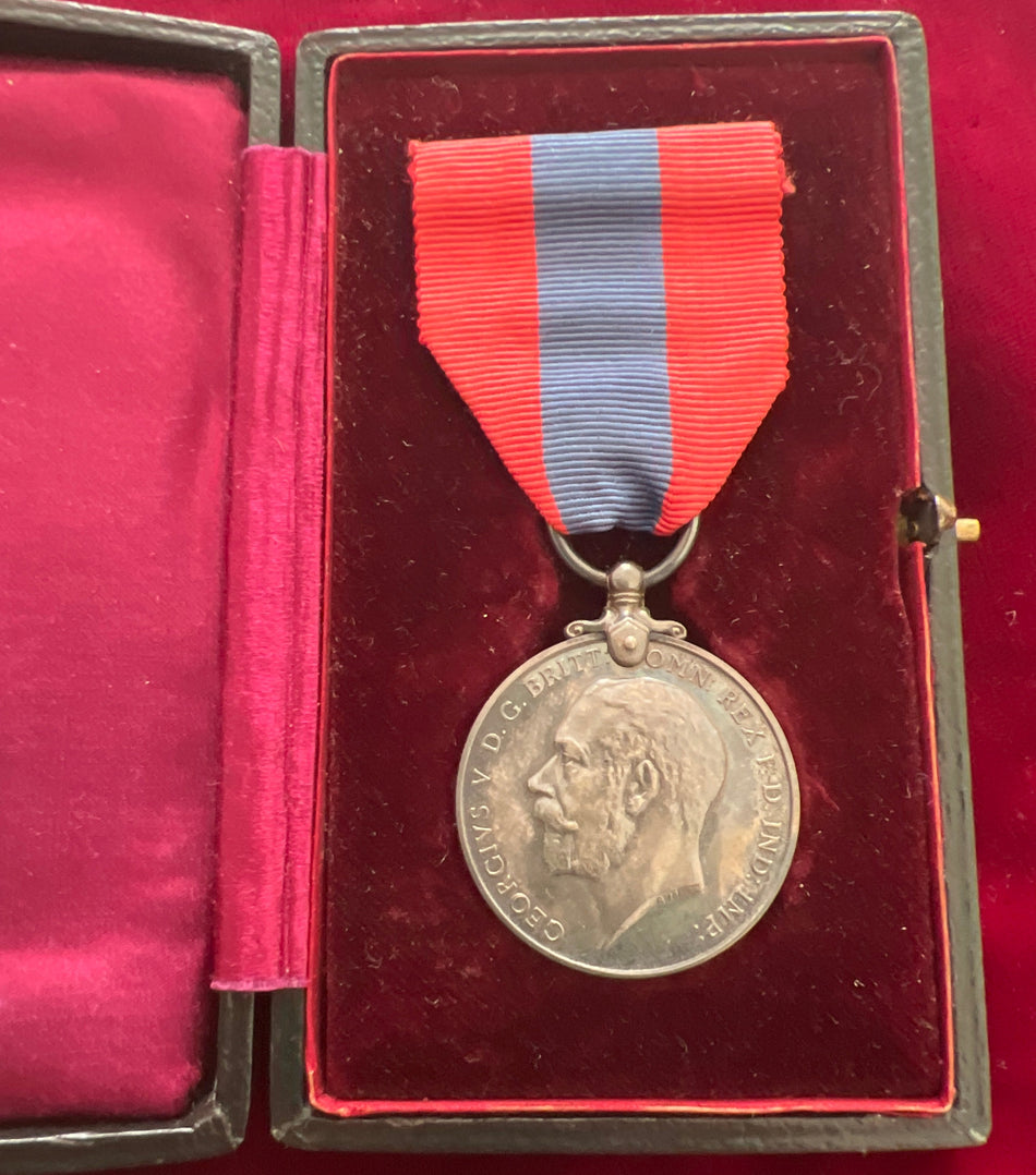 Imperial Service Medal, George V, 2nd type, in case, with letter for award to John Thompson, His Majesty's Prison Peterhead