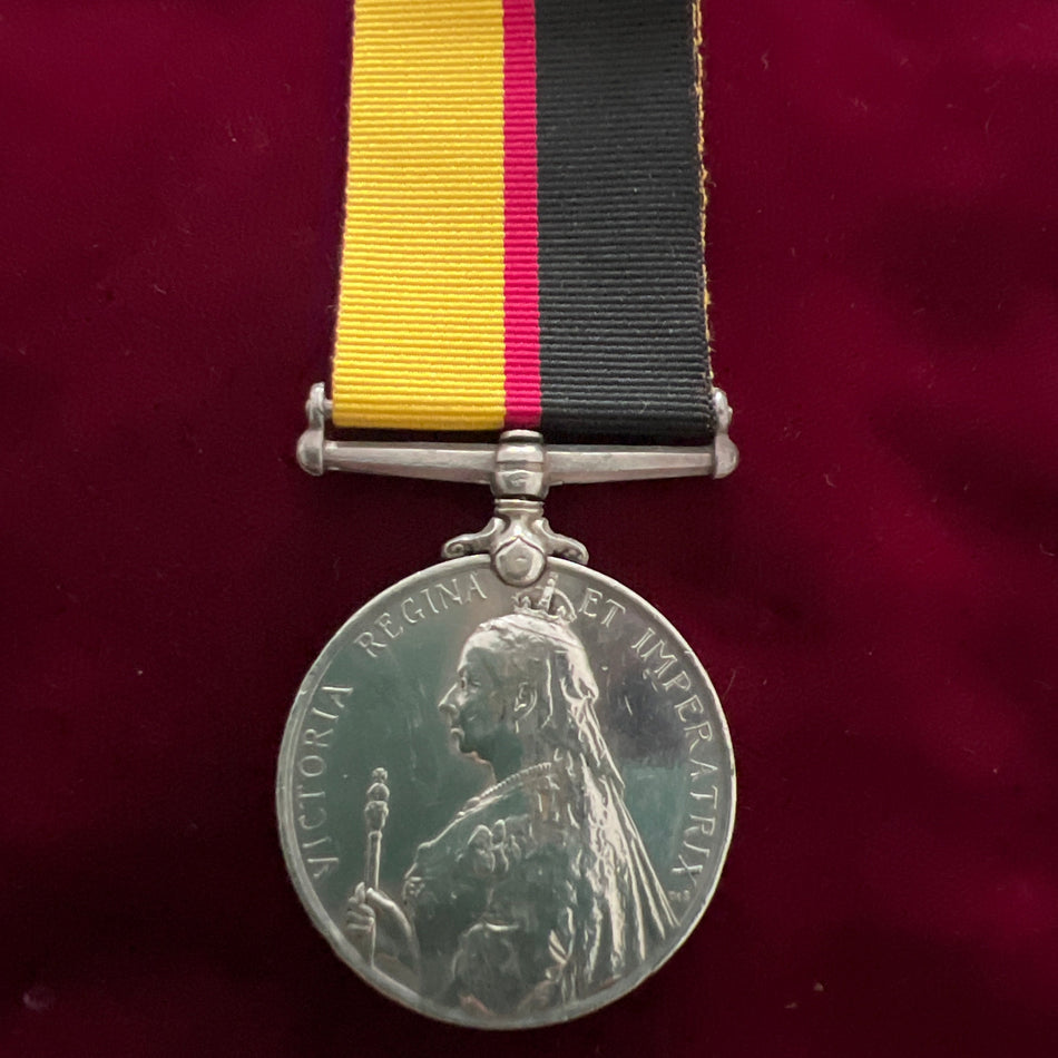 Queen's Sudan Medal to 4144 Private E. Stanly, 1st North Staffordshire Regiment, some wear