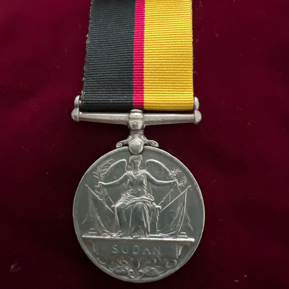 Queen's Sudan Medal to 4144 Private E. Stanly, 1st North Staffordshire Regiment, some wear