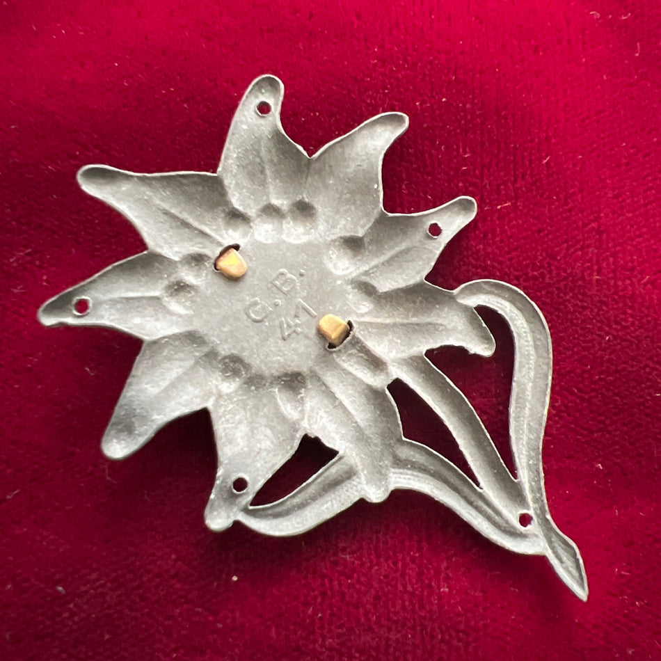 Nazi Germany, edelweiss cap badge, maker marked G.B.41