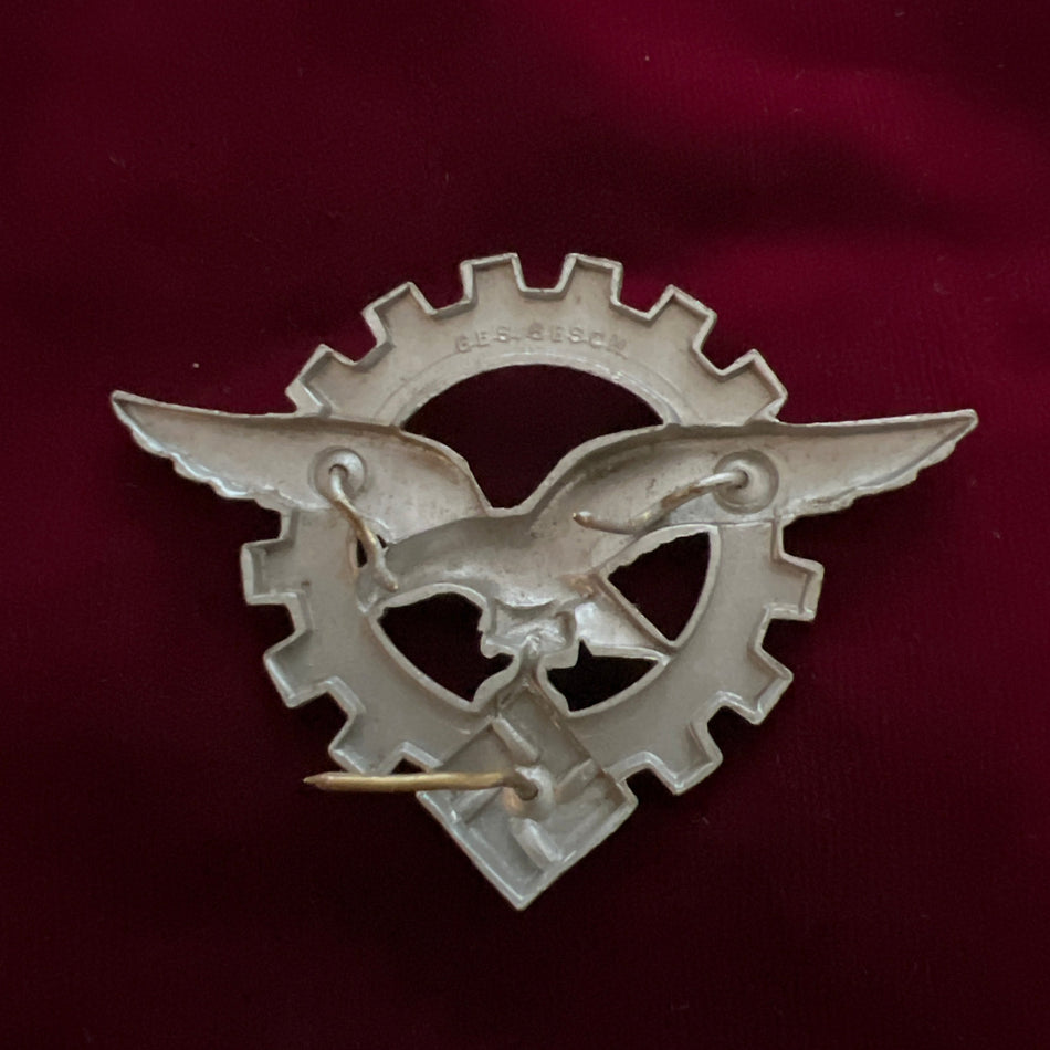 Nazi Germany, Luftwaffe Factory Workers Badge, marked Ges Gesch, a good example of type, scarce