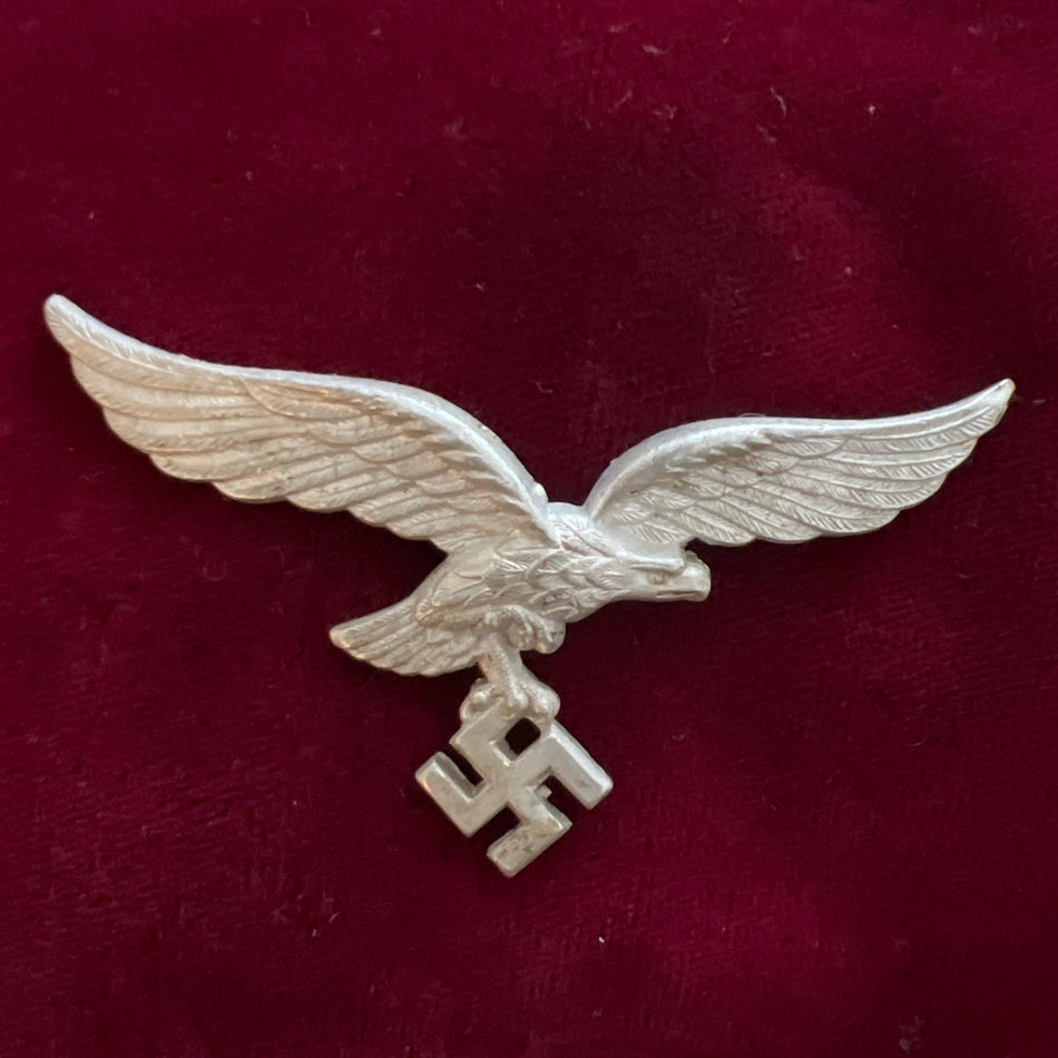 Nazi Germany, Luftwaffe cap eagle, a good example, one pin missing on back