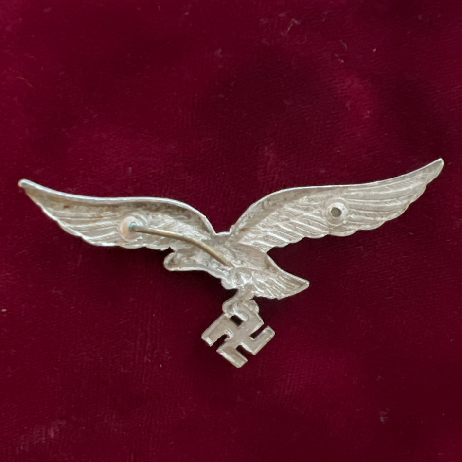 Nazi Germany, Luftwaffe cap eagle, a good example, one pin missing on back