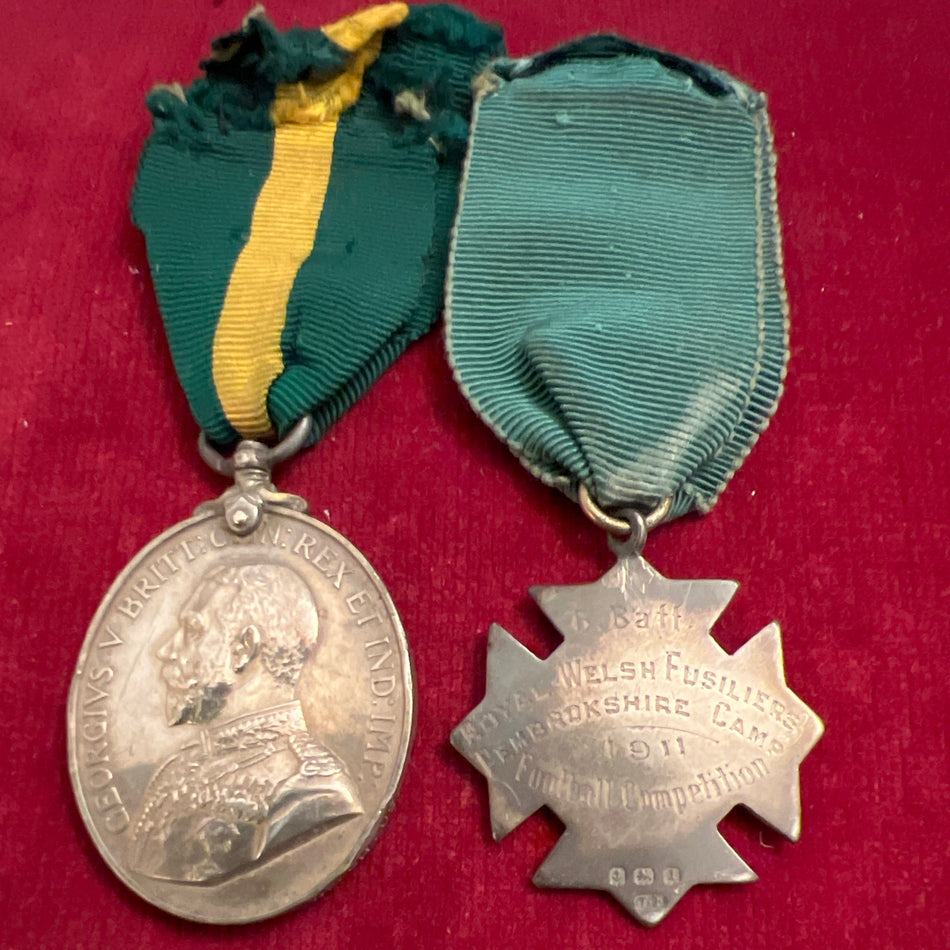 Territorial Force Efficiency Medal with football medal to Corporal W. Morris, 6th Royal Welsh Fusiliers