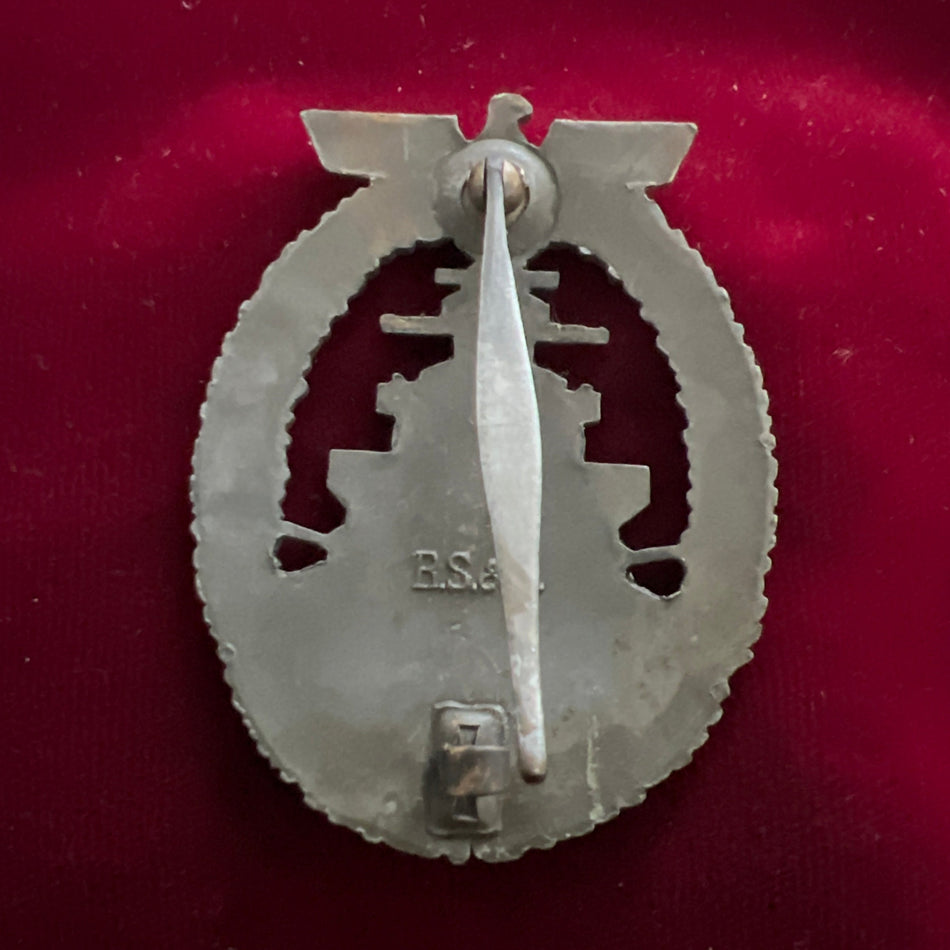 Nazi Germany, High Seas Fleet War Badge, late-war type, maker marked R.S.S., a good example of type