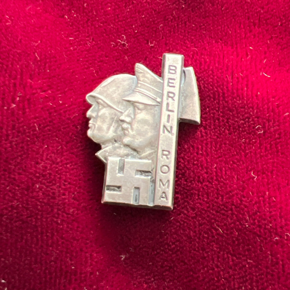 Italy, Fascist Badge Commemorating Hitler's visit to Rome, Hitler and Mussolini