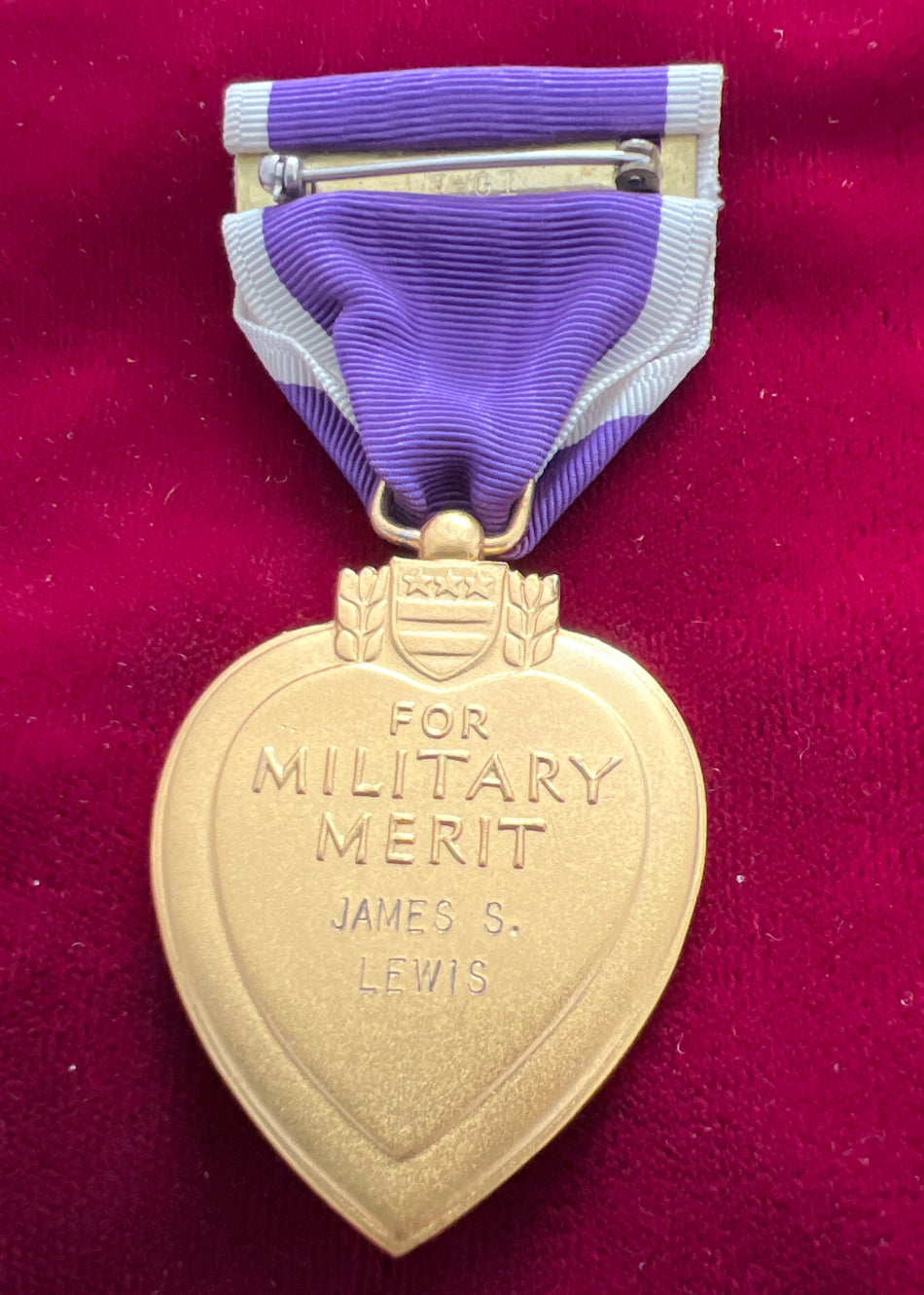 USA, Purple Heart, named in engraved letters to James S. Lewis