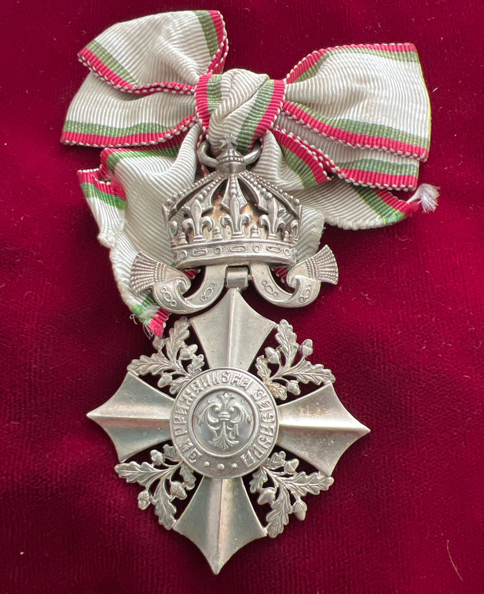 Bulgaria, Order of Merit, knight class, civil, on ladies bow, all silver