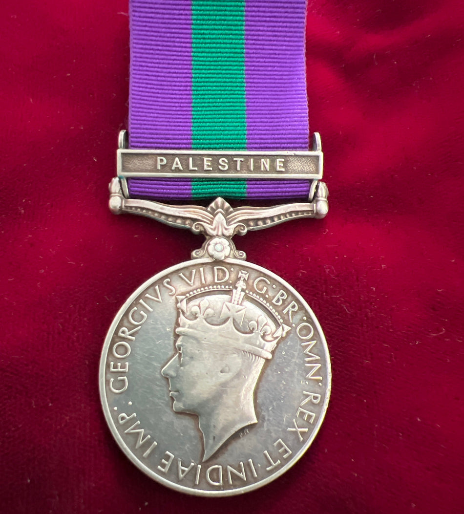 General Service Medal, Palestine bar, pre-war type, to 6844489 Private A. C. Neary, King's Royal Rifle Corps