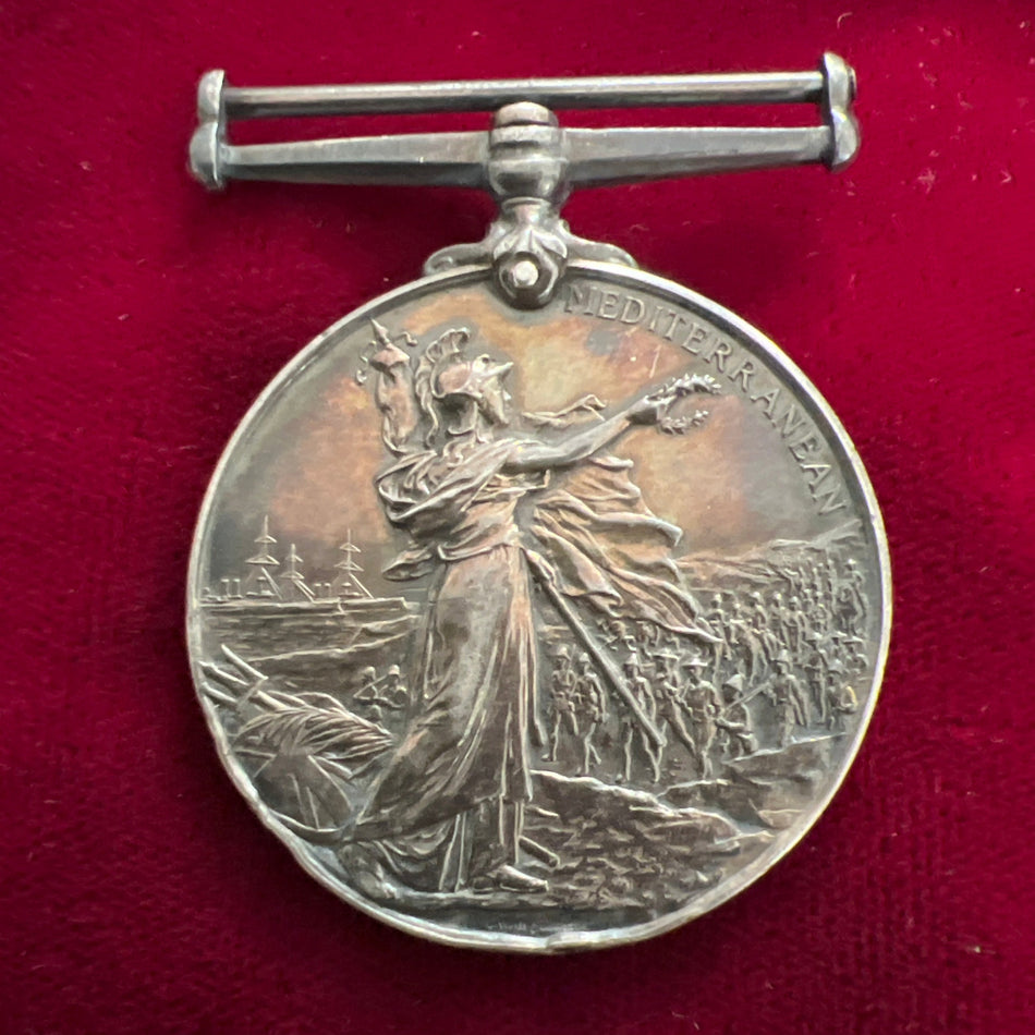 Queen's Mediterranean Medal 5308 Corporal J. D. Hobbs, Northumberland Fusiliers, with edge knocks but scarce