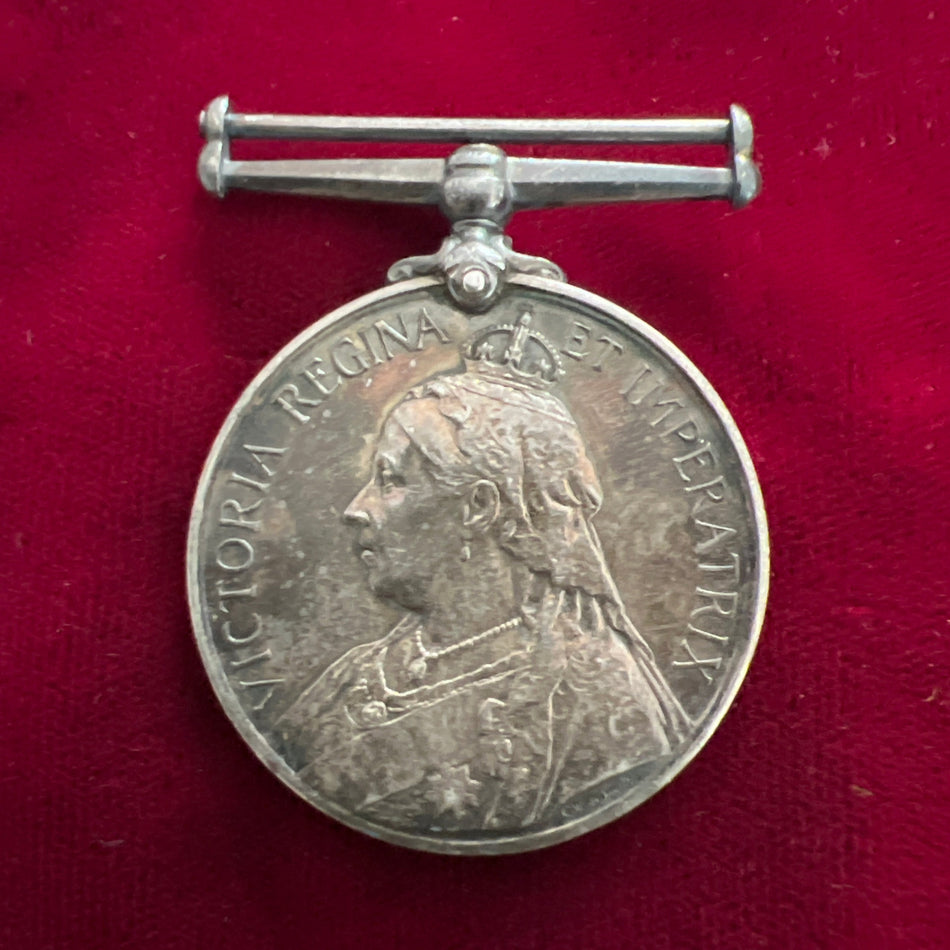 Queen's Mediterranean Medal 5308 Corporal J. D. Hobbs, Northumberland Fusiliers, with edge knocks but scarce