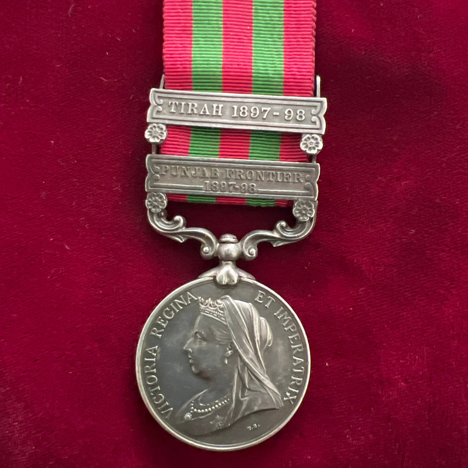India Medal, 2 bars: Tirah 1897-98 & Punjab Frontier 1897-98, to Sergeant E. Hall, Comst. Transport Department