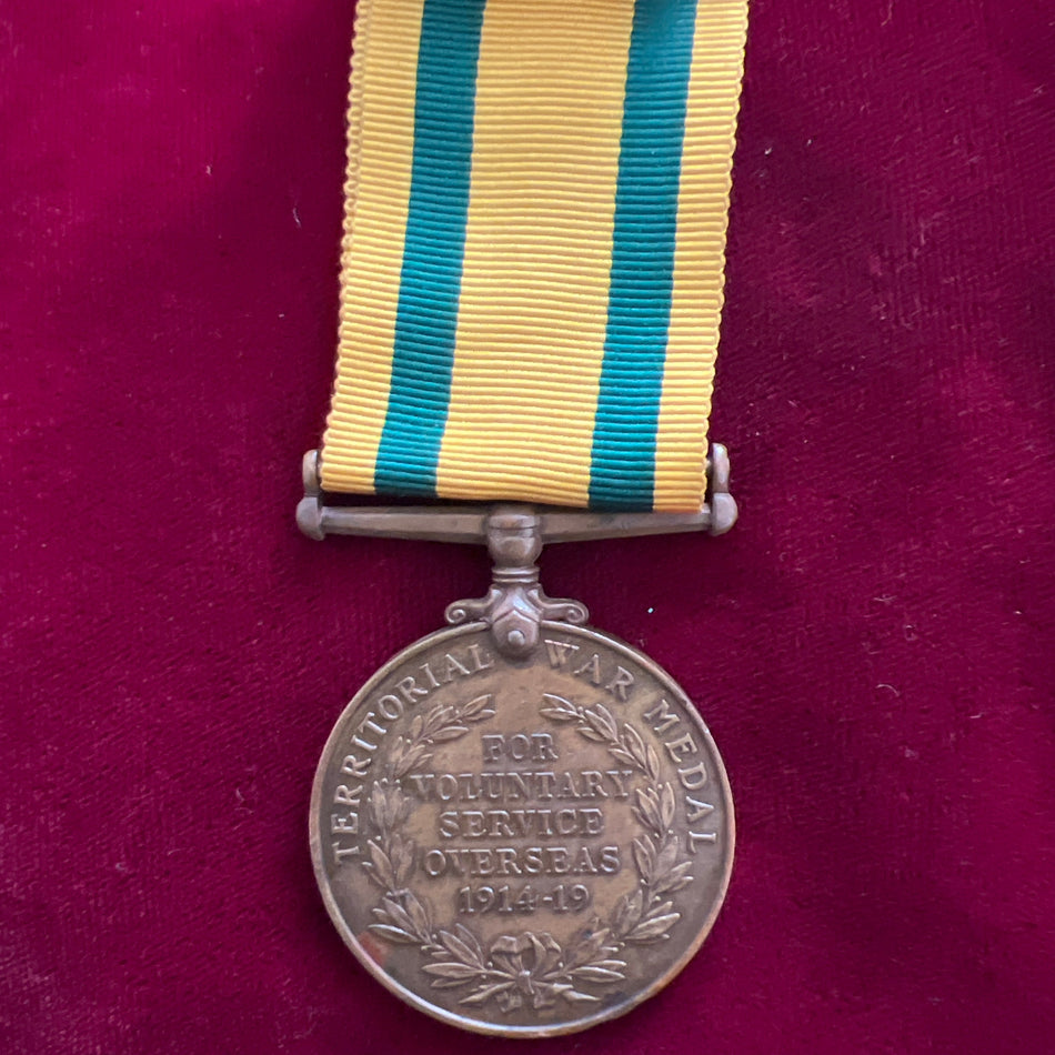 Territorial War Medal 1914-1918 to 1507 Private H. W. Purchase, Somerset Light Infantry, some wear