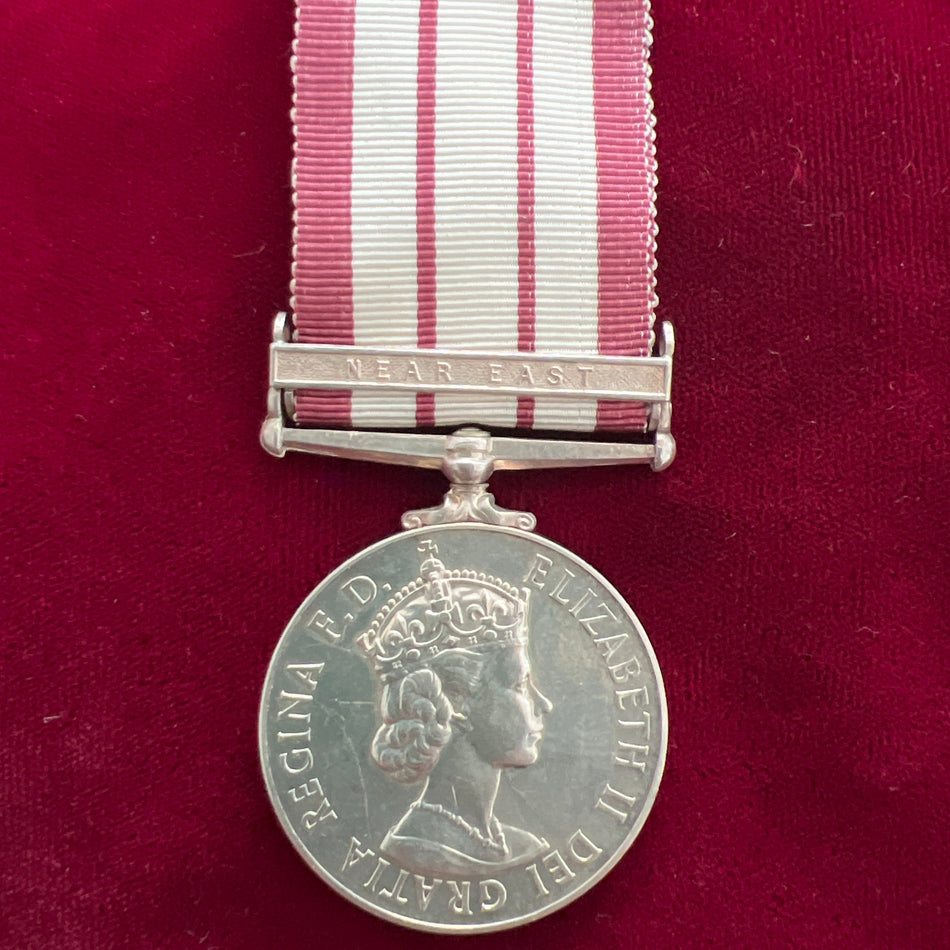 Naval General Service Medal, Near East bar, to C/K 959742 C. L. Bowles, ME 1, Royal Navy