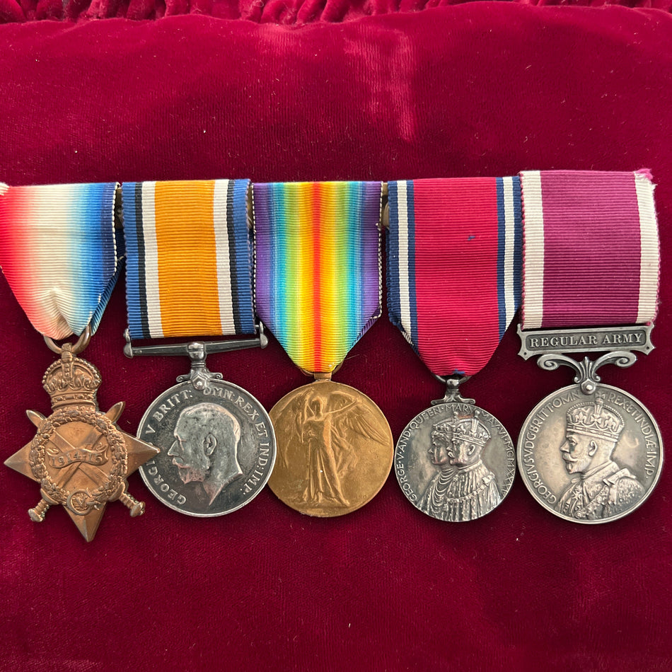 Group of 5 to 1420 Private R. E. Hammond, Suffolk Regiment, on Long Service - Corporal, Beds and Herts Regiment