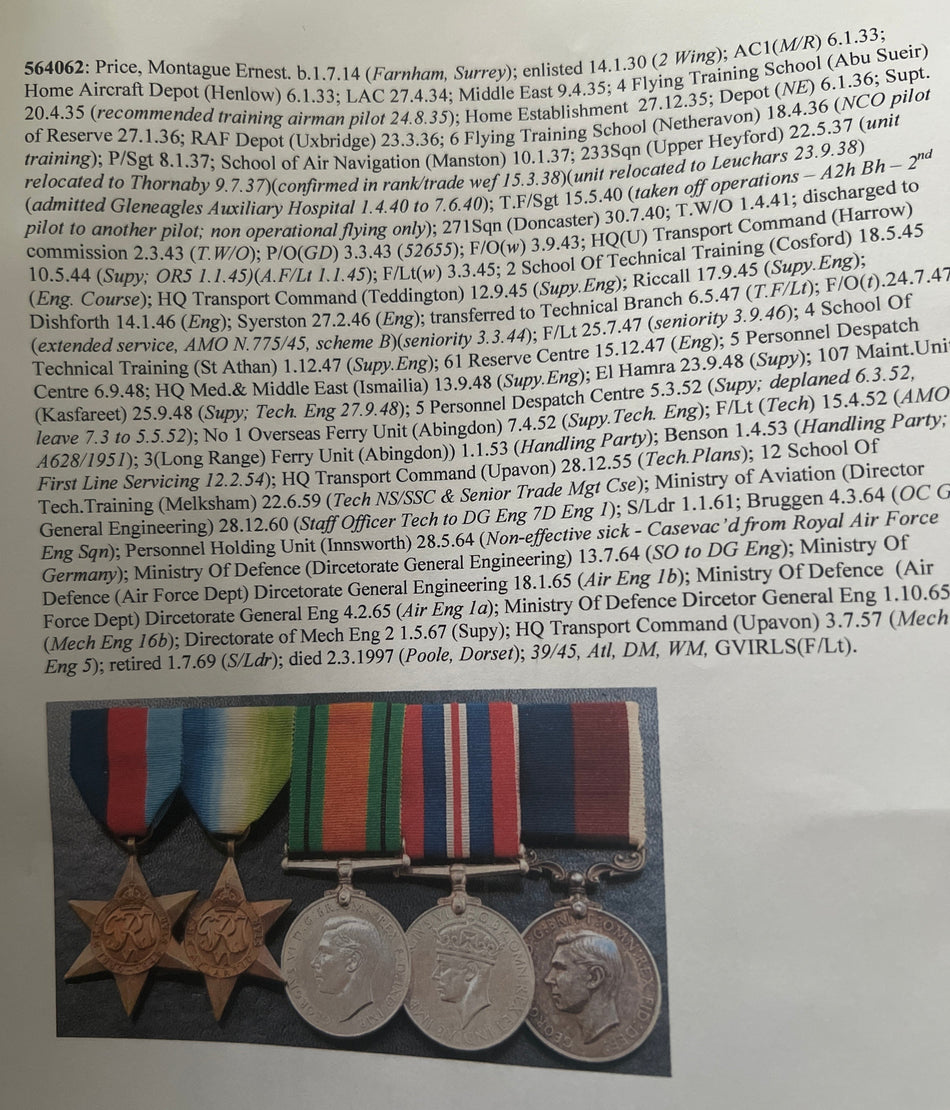 RAF Coastal Command group of 5 to 564062 Earnest Montague Price, flew operations Coastal Command Pilot Officer 1940, joined 14/1/1930 retired Wing Commander 1/7/1969, see service history