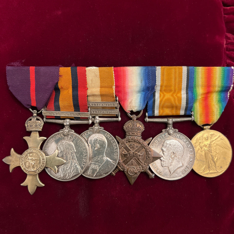 A fine O.B.E. group of 6 to Lieutenant Colonel Herbert Averill Elton, Royal Engineers, mentioned in despatches by Lord Kitchener, served South Africa and France, Fellow of the Surveyors Institute, full service history included