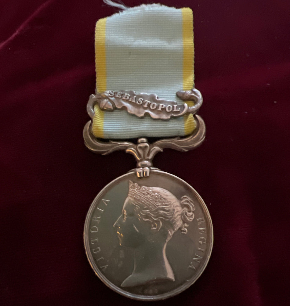 Crimea Medal, Sebastopol bar, to George Thomas, HMS Diamond, Royal Navy, impressed named
