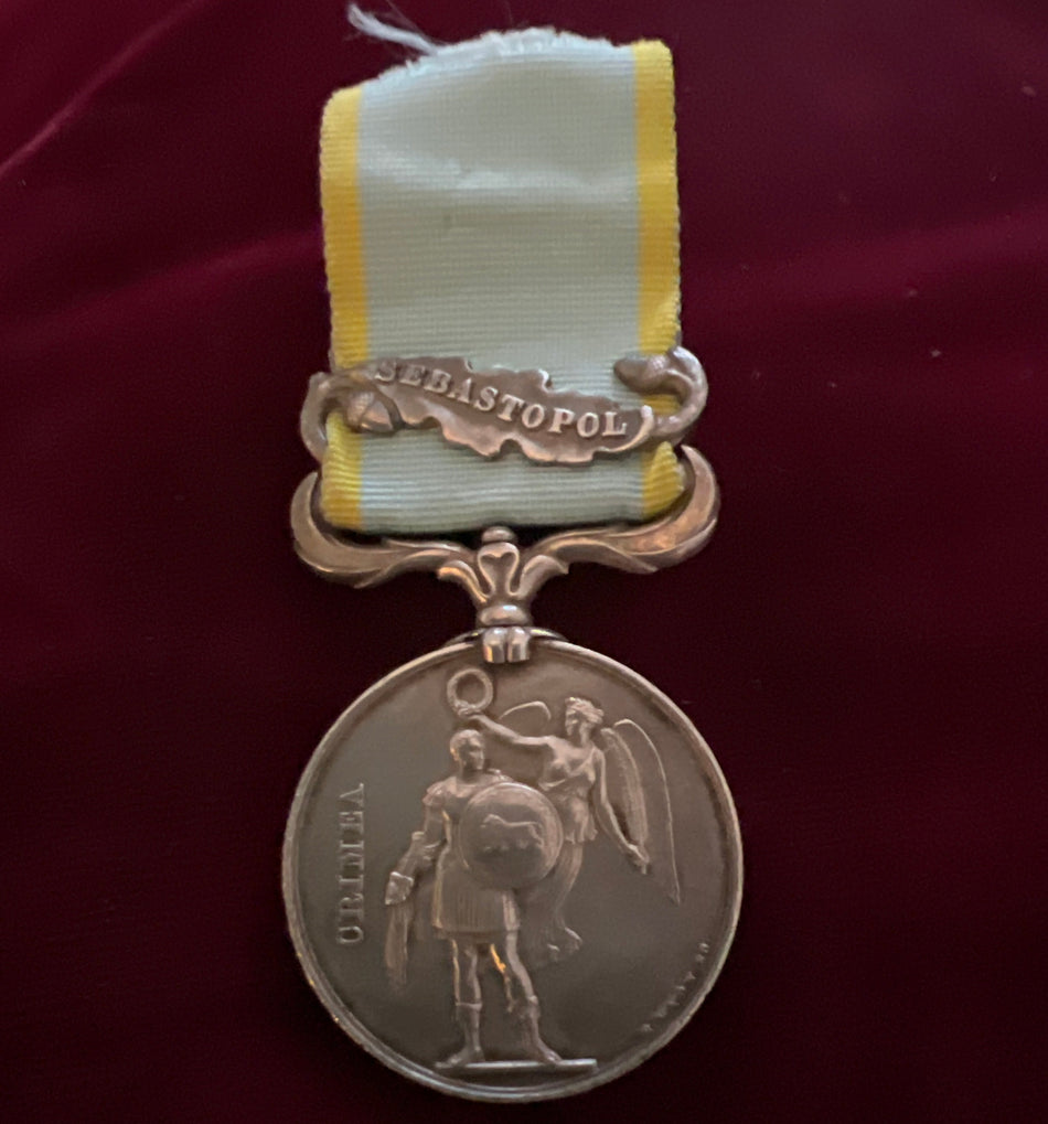 Crimea Medal, Sebastopol bar, to George Thomas, HMS Diamond, Royal Navy, impressed named