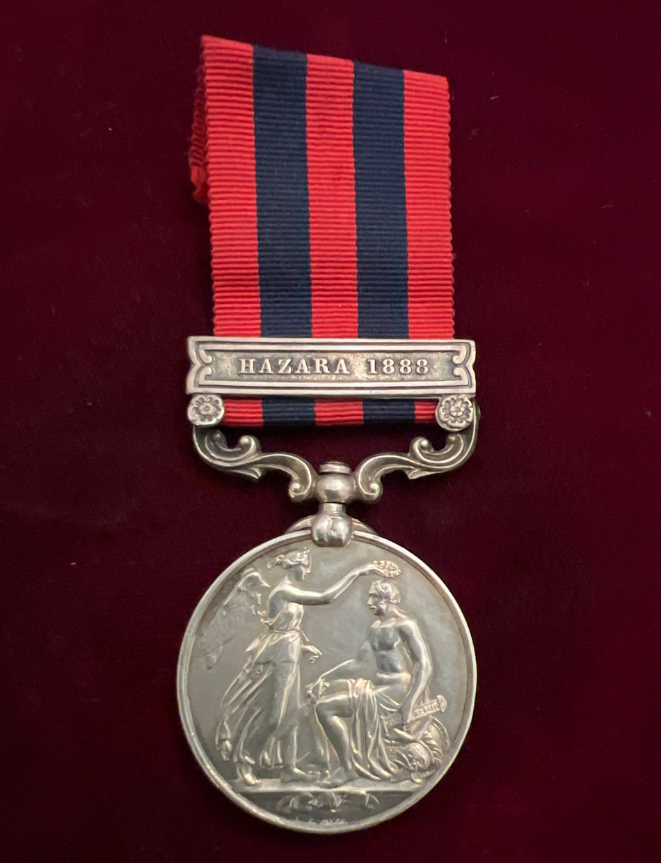 India General Service Medal, Hazara 1888 bar, named to 1386 Private E. Smith, 2nd Battalion, Northumberland Fusiliers